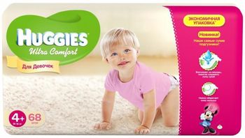 Huggies scutece Ultra Comfort 4+ pentru fetițe 10-16kg, 68buc 