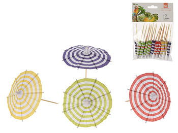 Набор шпажек EH "Зонтик" 18шт, 10cm, 4 цвета, бамбук 