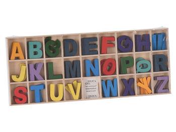 Set Alfabet din lemn 130buc, cutie 