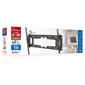 Wall Mount Barkan ''E410+'' Black 32" - 90" Tilt, max.60kg, VESA mm: up to 600x400mm 