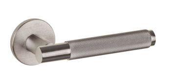 Дверная ручка на розетке Marion никель сатин + накладка WC 