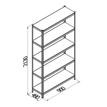 купить Стеллаж металлический с металлической плитой Gama Box 900Wx480Dx2130 Hмм, 5 полок/MB в Кишинёве 