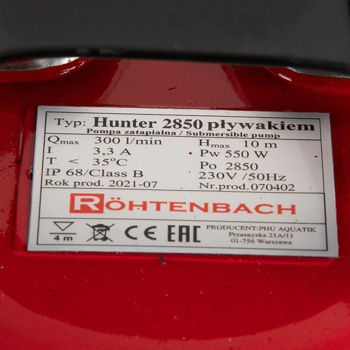 Насос для грязной воды Rohtenbach Hunter 2850, 550 Вт 