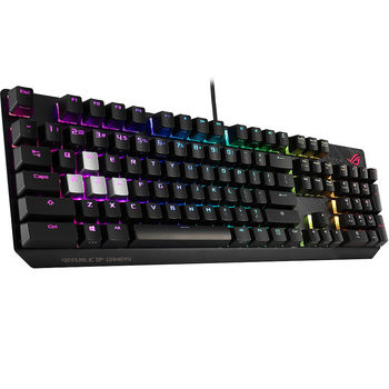 Клавиатура ASUS ROG Strix Scope RX optical RGB gaming keyboard for FPS gamers, ROG RX Optical Mechanical Switches, Aura Sync RGB illumination, IP56 water and dust resistance, USB 2.0 passthrough, Alloy top plate, gamer (tastatura/клавиатура) BFR