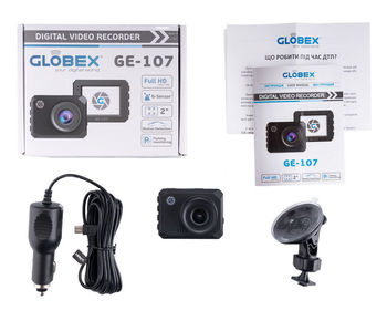 DVR Globex GE-107, 1920*1080 FPS, / 140°- 98° / microSDHC up to 64Gb / 2" LCD 