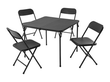 Set mobilier 5 unitati: masa + 4 scaune metalice, 86X86X71cm, 86X44cm 