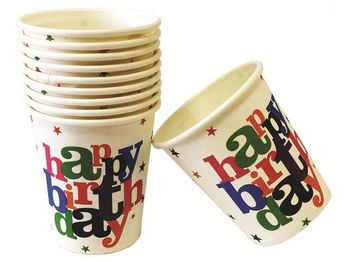 Набор стаканов бумажных Happy Birthday 10шт, 250ml 