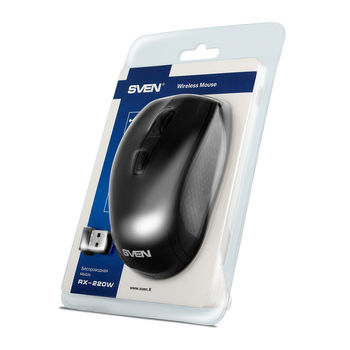 Wireless Mouse SVEN RX-220W, Optical, 800-1600 dpi, 4 buttons, Ambidextrous, Black 