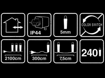 Luminite de Craciun "Fir" 240LED alb-calde/colorate, 18m, 8reg, in/out 