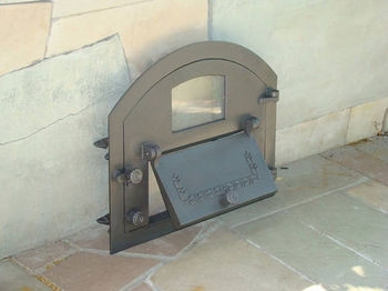 Дверца чугунная со стеклом правая PIZZA 4 