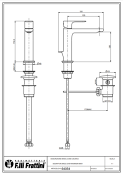 Baterie pentru lavoar Fratelli Frattini LEA 64054 