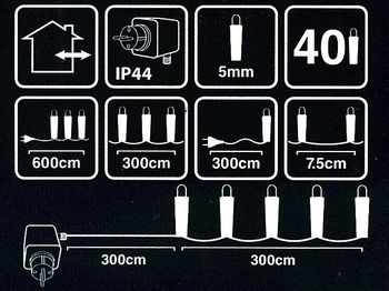 Огни новогодние "нить" 40LED разноцв, 3m, in/out 