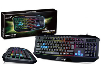 Gaming Keyboard Genius SCORPION K215, Multimedia, Spill-resistant, 7 color backlight, Black, USB 