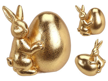 Сувенир пасхальный "Кролик с яйцом" 9X12cm, золотистый 