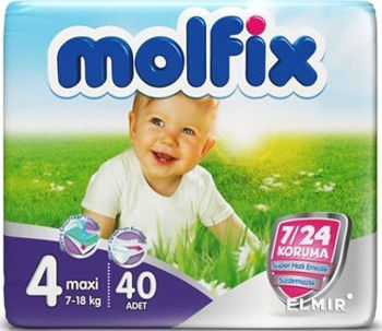 Molfix подгузники Maxi 4, 7-18кг. 40 шт 