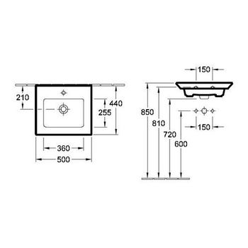 Lavoar suspendat 500 mm Villeroy & Boch Legato 