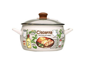 Cratita emailata Ciabatta 16cm, 2.4l, capac din sticla 