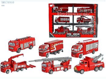 Set masini de pompieri 6buc, 16cm, metal 