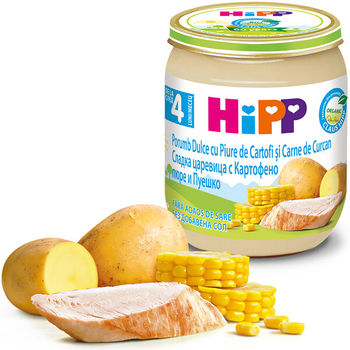 Пюре Hipp из индейки с картофелем и сладкой кукурузой (4+ мес.), 125 г 