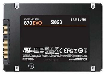 2.5" SATA SSD 1.0TB Samsung  870 EVO "MZ-77E1T0BW" [R/W:560/530MB/s, 98K IOPS, MGX, V-NAND 3bit MLC] 
