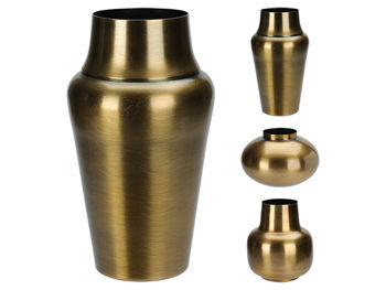 Vaza metalica H8cm, D12cm, 3 modele, aurie 