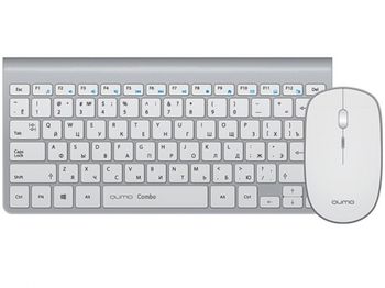 купить Wireless Keyboard & Mouse Qumo Combo, Ultra-thin, Compact, Fn key,1xAA/2xAAA, 2.4 Ghz, Silver в Кишинёве 