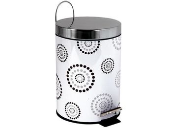 Cos pentru gunoi cu pedala MSV Dots 3l, inox, alb 