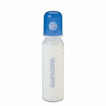 купить "Baby-Nova" Стеклянная бутылочка со стандартным горлышком, 240 мл, 0-24 мес, средний поток, 1 шт. (44105) в Кишинёве 
