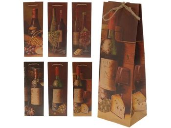 Пакет подарочный для бутылки "Бокал и виноград" 34.5X12X10cm 