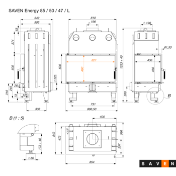Focar SAVEN Energy 85x50x47L/R (17,0 kW) ECO 