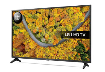 55" LED TV LG 55UP75006LF, Black (3840x2160 UHD, SMART TV, DVB-T2/C/S2) 