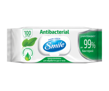 Şerveţele umede Smile antibacteriale cu suc de patlagină, 100 buc. 