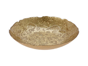 Platou din sticla "Ornament de Craciun" 40cm, galben 