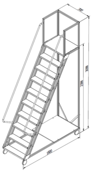 купить Лестница с платформой Gama Cirus 2398x1800x700 мм, 9+1 ступень в Кишинёве 