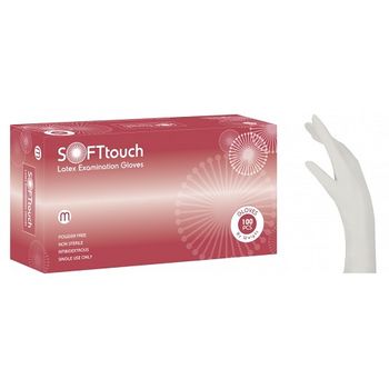 Перчатки LATEX SOFT TOUCH, размер M, WHITE, 100шт, BM 