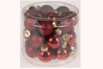 Набор шаров стеклянных 24X25mm, в цилиндре, красные 