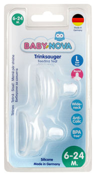 купить "Baby-Nova" Соска  для детей от 6 мес., с быстрым потоком, силикон, не содержит BPA, 2 шт. (14231) в Кишинёве 