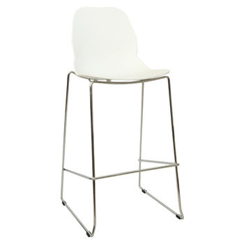 купить Барный стул из пластика, хромированные стальные опоры 495x540x1120 мм, белый в Кишинёве 