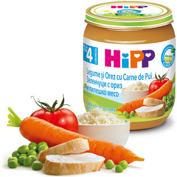 Пюре Hipp цыпленок с рисом и овощами (4+ мес.), 125 г 