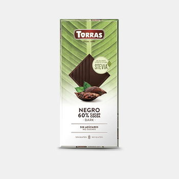 Ciocolata neagra cu stevia f/ă zahăr, f/a gluten Torras 100g 