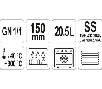 cumpără Recipient din oțel inoxidabil GN 1/1 H-150mm,V-20,5L(530x325mm) în Chișinău 