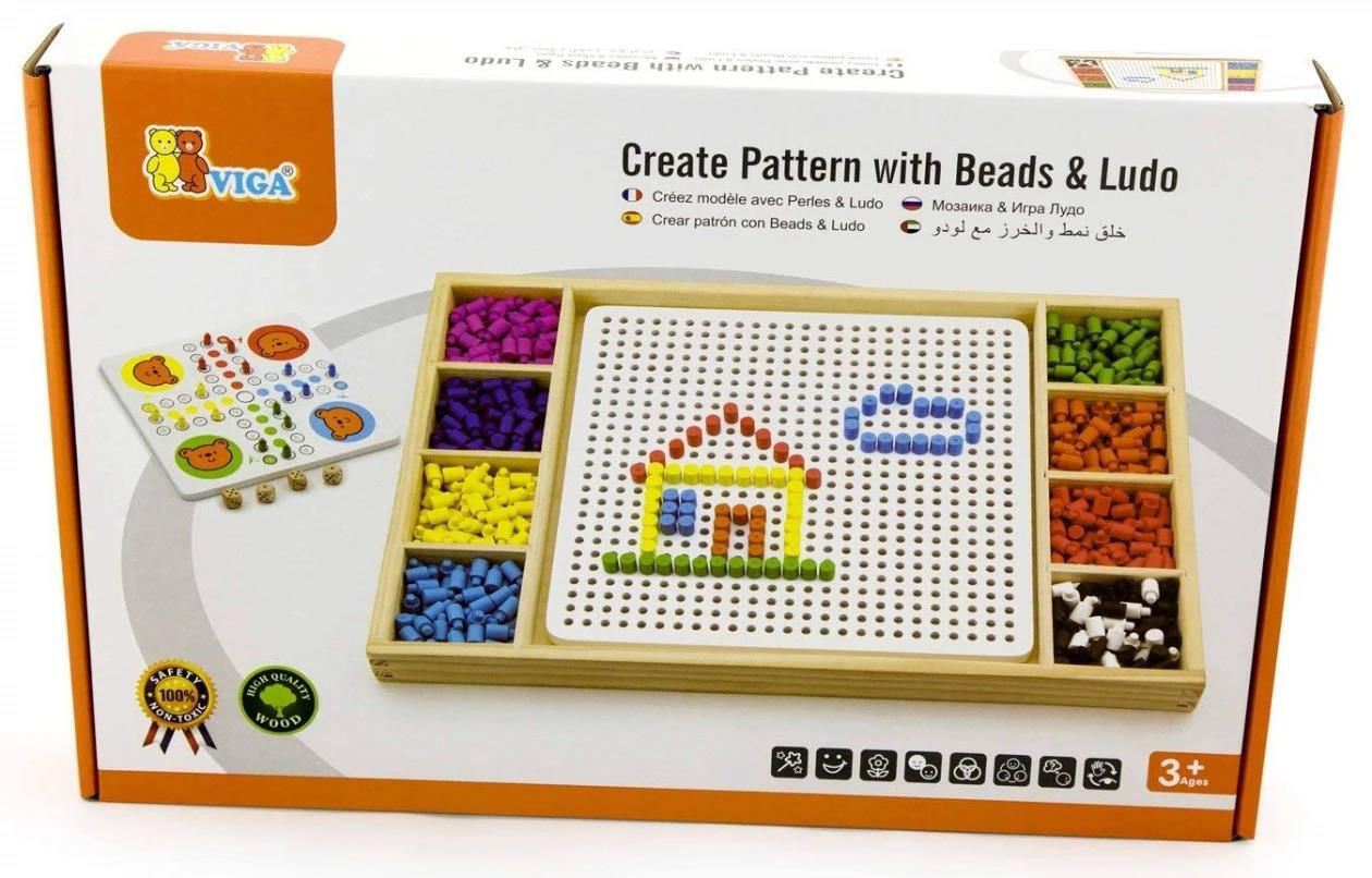 Настольная игра Viga 59990 Create Pattern with Beads Ludo в наличии купить  от maximum.md быстро с доставкой по Кишиневу и Молдове в price.md