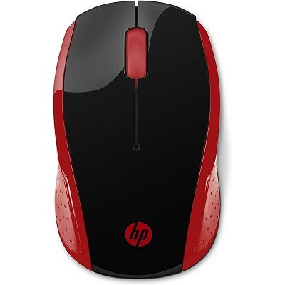 black and red wireless mouse