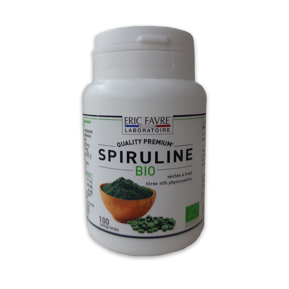 Spiruline Bio, 17% phycocyanine, 400 comprimés 500mg