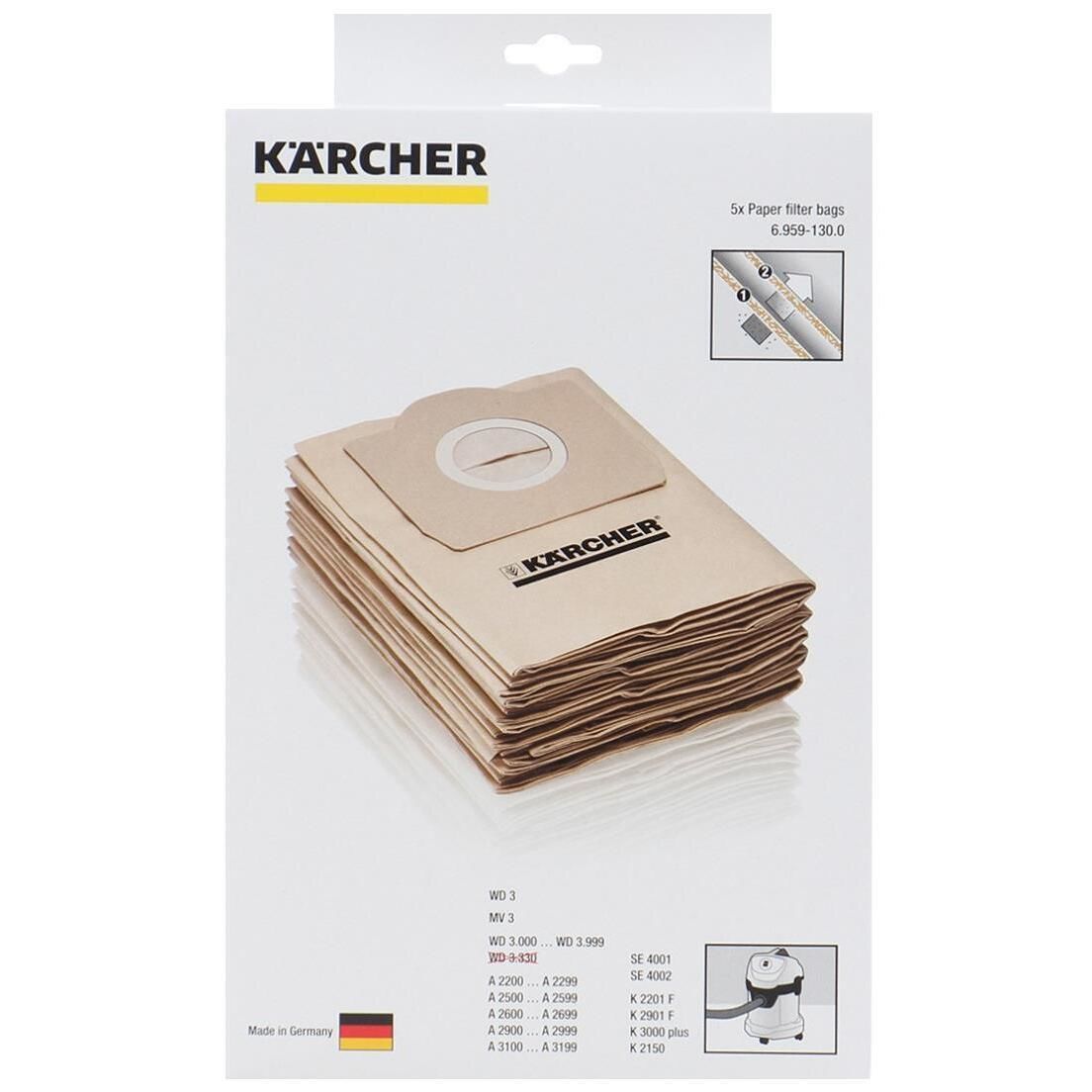 Tophinon sac d'aspirateur compatible Karcher 6.959-130.0 WD3 MV3