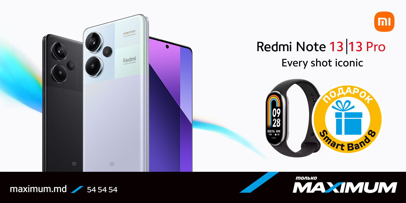 Xiaomi Redmi Note 13 скидки до 1500 леев и подарки