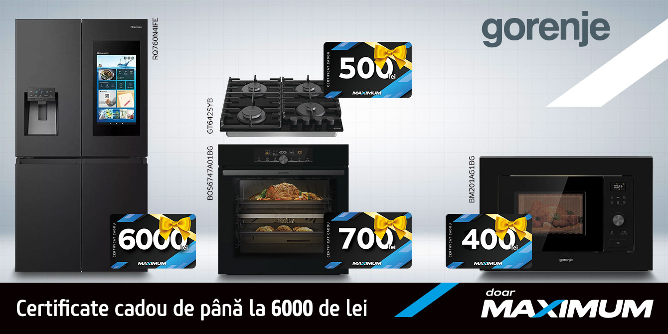 Promoție de Paște: super prețuri și certificate cadou de până la 6000 lei la electrocasnicele Gorenje și Hisense