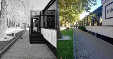 Ocupa o parte din trotuar: Un restaurant de lux din Chișinău și-a demolat intrarea