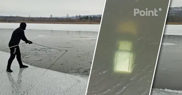 O mașină s-a prăbușit sub gheață în lacul Ghidighici: A fost observată de o dronă
