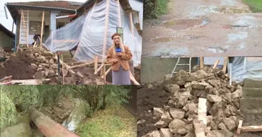 Străzi și gospodării inundate la Buiucani: O parte dintr-o casă s-a prăbușit